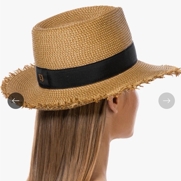 Eric Javits Straw Tan Hat with Black Band - Picture 2 of 9